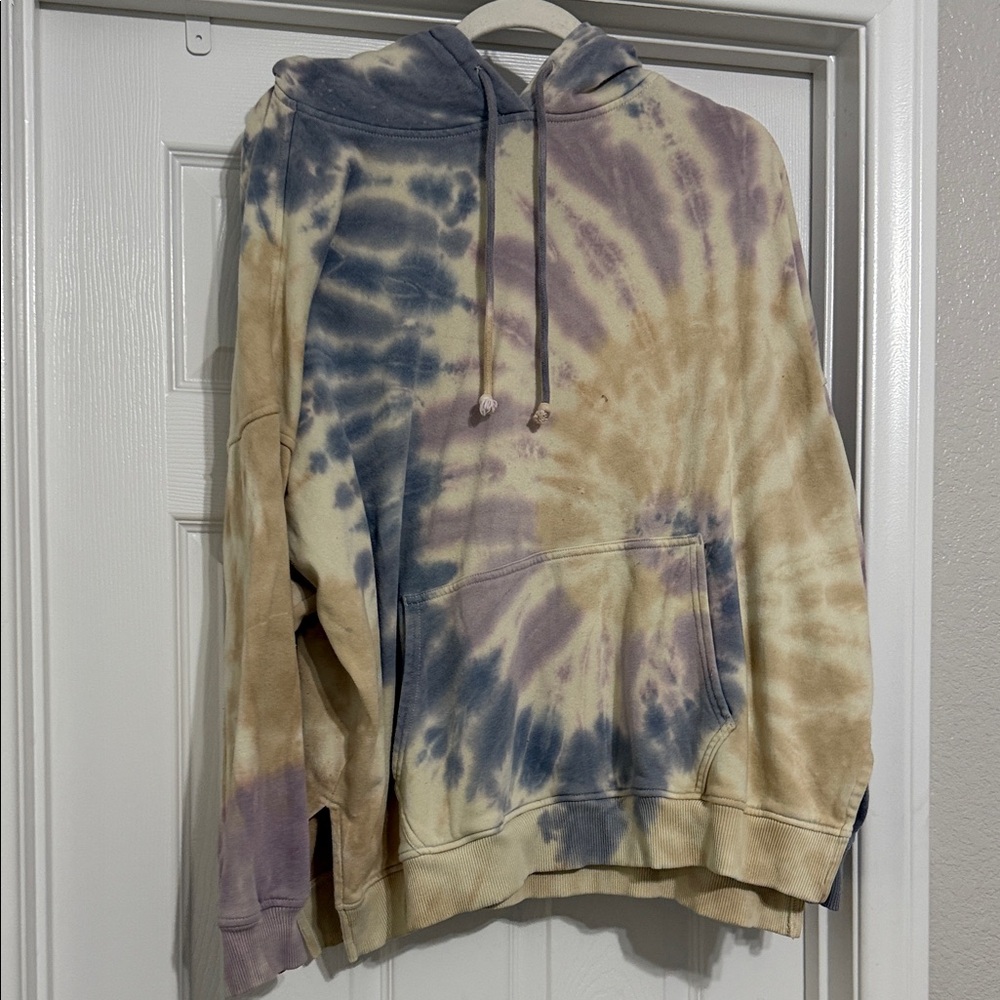 American Eagle Outfitters Tie-Dye Hoodie - Cream, Purple, Blue